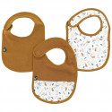 Lot x3 bavoirs - DOMIVA - 0-6 mois - Gaze de coton - Caramel imprimé au fil de l'eau