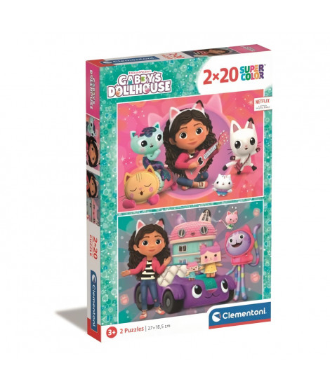 Puzzle - CLEMENTONI - Gabby s Dollhouse - 2 x 20 pieces - Pour enfants a partir de 3 ans - Theme dessins animés