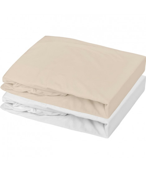 Lot 2 drap housse - P'TIT DODO - Jersey - 60 x 120 cm - Blanc / Nude