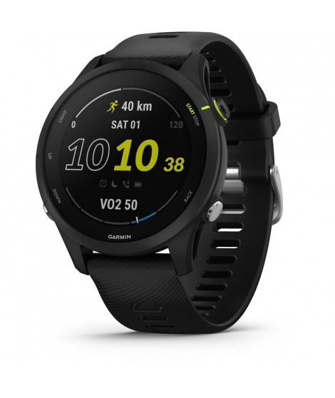Montre connectée - Garmin - Forerunner 255 Music - Noir - 5 boutons en métal - Autonomie 14 jours