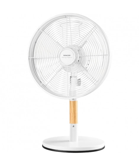 Ventilateur de bureau - SENCOR - SFE 3080WH - 3 vitesses - Oscillation 80° - Design métal et bois
