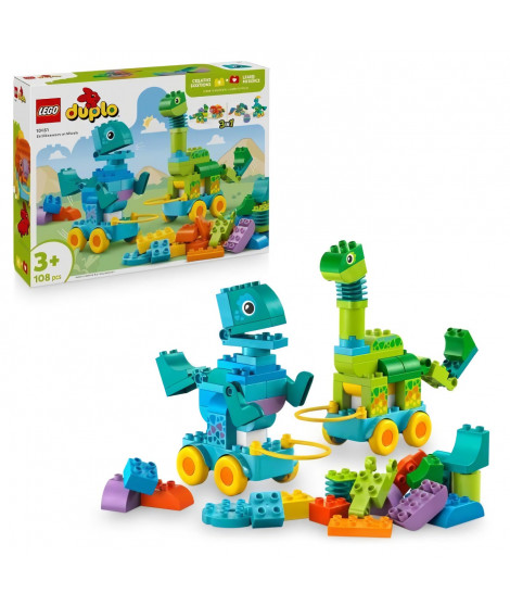 LEGO DUPLO Ma Ville 10451 Dinosaures sur Roues 3-en-1 - Jeu d'éveil des 3 ans