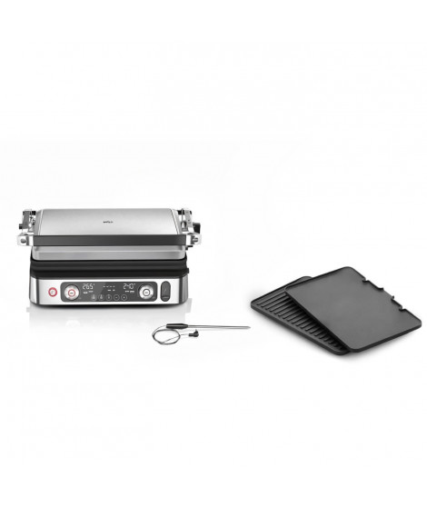 Grill multifonctions - BRAUN - Multi Grill 9 Pro - 2200 W - 3 positions de chauffe - Noir / Acier