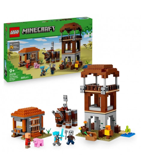LEGO Minecraft 21278 L'Avant-Poste De Pillards Et Le Ravageur - Jeu Pour Garçon Des 9 Ans