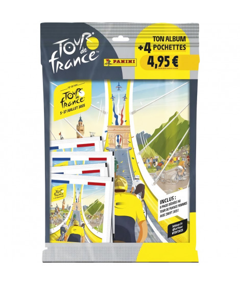 Pack de démarrage - PANINI - TOUR DE FRANCE 2025 - Album + 4 pochettes - 20 stickers