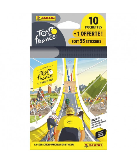 Blister - PANINI - TOUR DE FRANCE 2025 - 10 pochettes + 1 offerte - 55 stickers