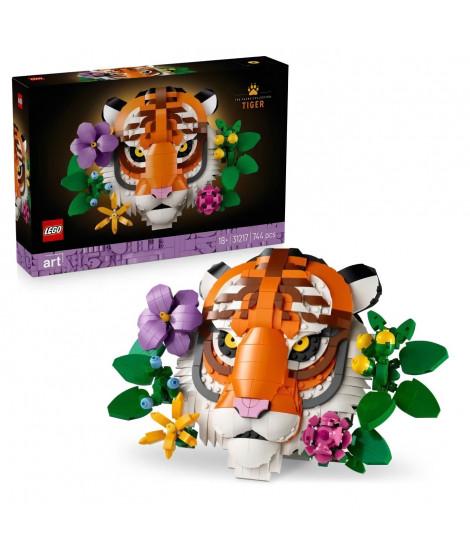 LEGO Art 31217 La Collection Faune  Le Tigre - Set Adulte - Décoration Murale Avec Fleurs