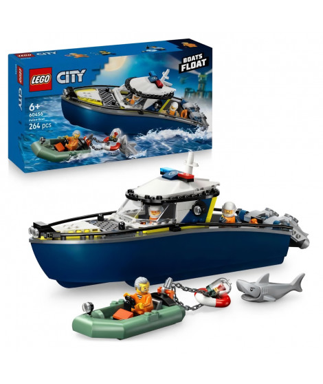 LEGO City 60456 La Course-Poursuite en Bateau de Police - Jouet pour Garçon des 6 ans