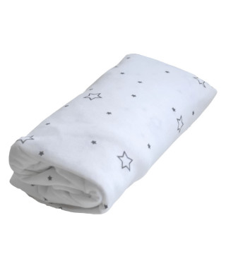 Drap housse imperméable - DOMIVA - 60 x 120 cm - Blanc imprimé étoiles gris