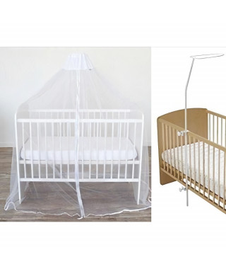 Lot ciel de lit + fleche de lit a fixer - DOMIVA - Moustiquaire pour lit blanc, maille ultra fine