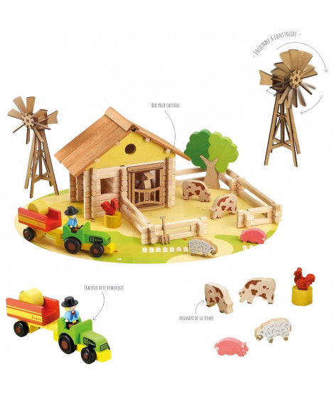 Ma ferme en bois - Jeu de construction - JEUJURA - 145 pieces