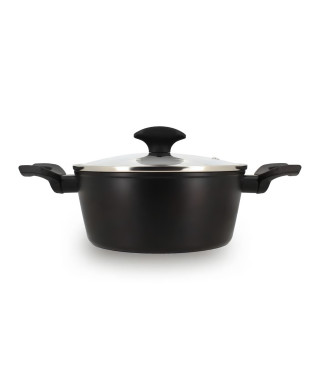 Faitout - MENASTYL - 6020646 - En alumimium forgé - 20 cm - Noir - Tous feux dont induction