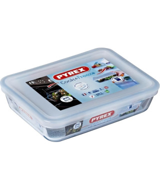 PYREX - 241P000/7046 - Plat rectangulaire avec couvercle - 19cm * 14 cm - Pyrex Cook & Freeze