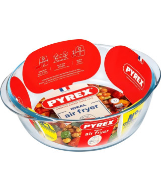 Plat air fryer - PYREX - 1450144 - Rond - En verre borosilicate - 26 cm