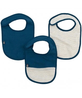 Lot x3 bavoirs - DOMIVA - 0-6 mois - Gaze de coton - Indigo