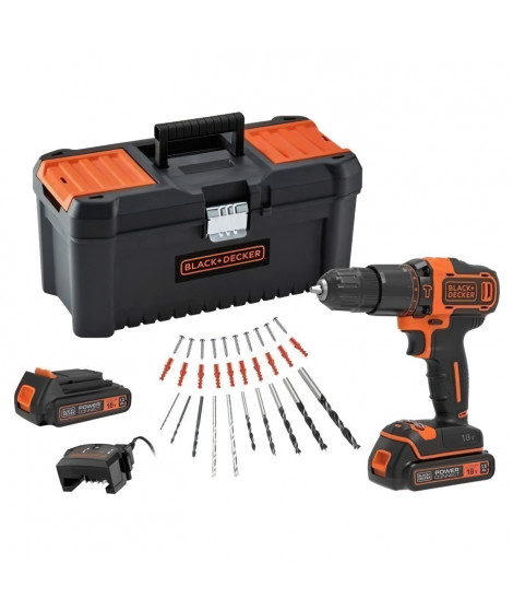 Perceuse-visseuse Black + Decker BDCHD18C2TA-QW a percussion 18V (2 batteries)