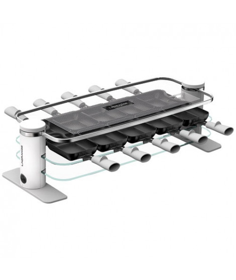 LAGRANGE - RACLETTE TRANSPARENCE 8 PERS 3 PLATEAUX VERRE TREMPE BLANC GRIS