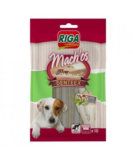 RIGA Mach'os Denteex Bâtonnets blancs Menthe x 10 - Sachet - 60 g (Lot de 3)