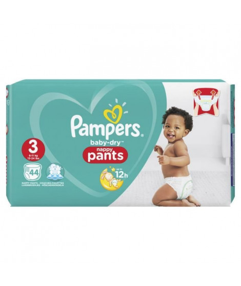 Pampers Baby-Dry Pants Taille 3, 6-11 kg, 44 Couches-Culottes