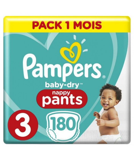 Pampers Baby-Dry Pants Taille 3, 180 Couches-Culottes - Pack 1 Mois
