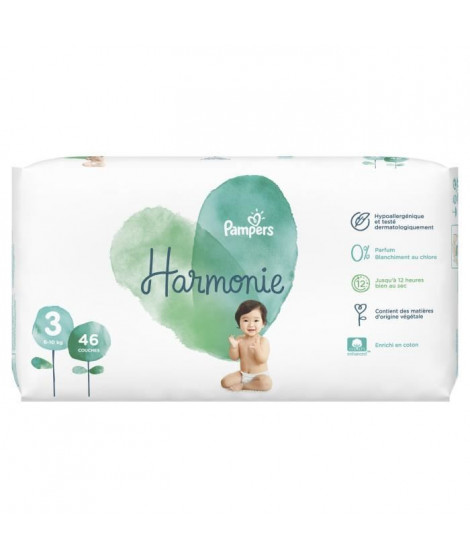 PAMPERS Harmonie Taille 3, 6 -10 kg, 46 Couches