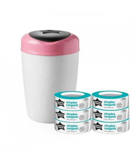 TOMMEE TIPPEE Starter Pack Sangenic SIMPLEE - 1 bac ROSE + 7 recharges