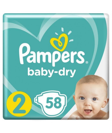 Pampers Baby-Dry Taille 2, 4-8 kg - 58 Couches