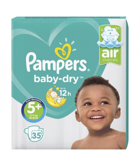Pampers Baby-Dry Taille 5+, 12-17 kg - 35 Couches