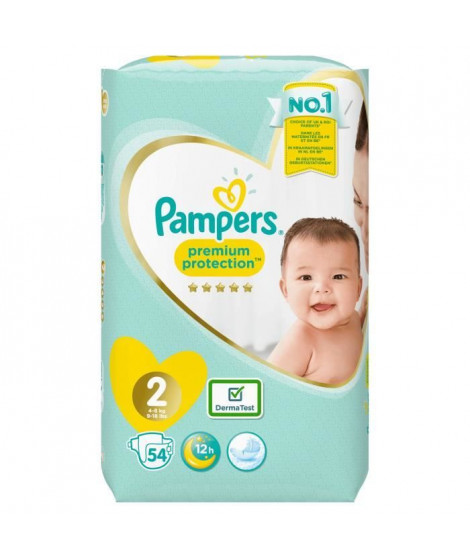 PAMPERS Premium Protection New Baby Taille 2 - 4 a 8 kg - 54 couches
