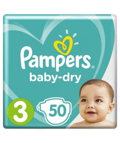 Pampers Baby-Dry Taille 3, 6-10 kg - 50 Couches