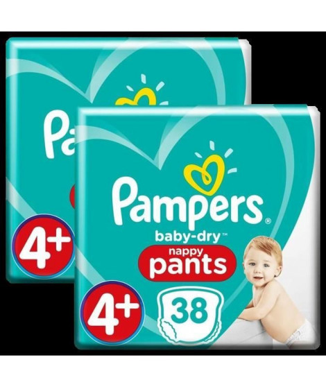 Couches Pampers Baby-Dry Pants Géant Taille 4+ x38 - Lot de 2