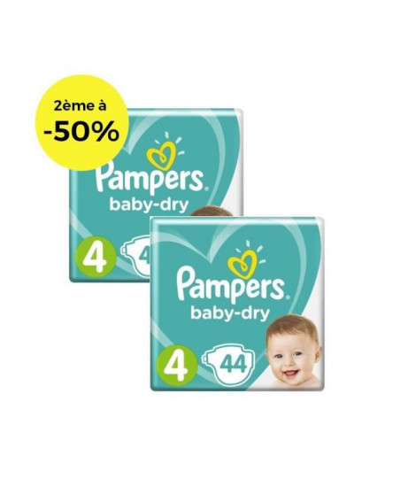 PAMPERS Baby Dry T4 8 a 16kg, Lot de 2 - 88 couches