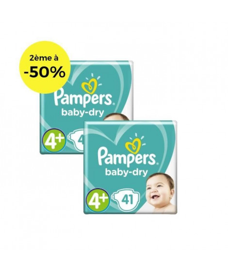 PAMPERS Baby Dry T4+ 9 a 18kg - Lot de 2 - 82 couches