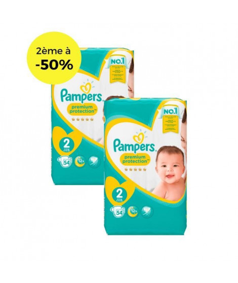 PAMPERS New Baby Taille 2 - 3 a 6 kg - Lot de 2 - 108 couches