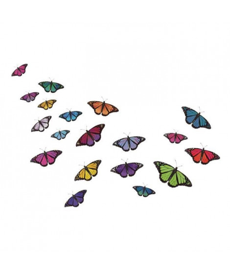 WALL IMPACT Stickers Papillons avec ailes colorées - 59x40x1 cm - Vinyle calandré monomérique