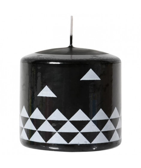 LE CHAT Bougie cylindrique - Ø 7,8 x H 7,5 cm - Blanc avec décor noir