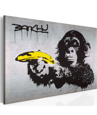 Tableau - Arrête ou le singe va tirer! (Banksy)